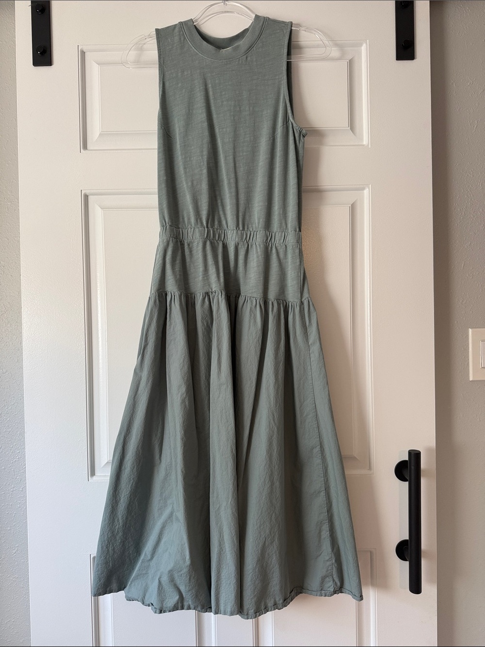 Nation LTD Sleeveless Tiered Midi Dress in Sage Green